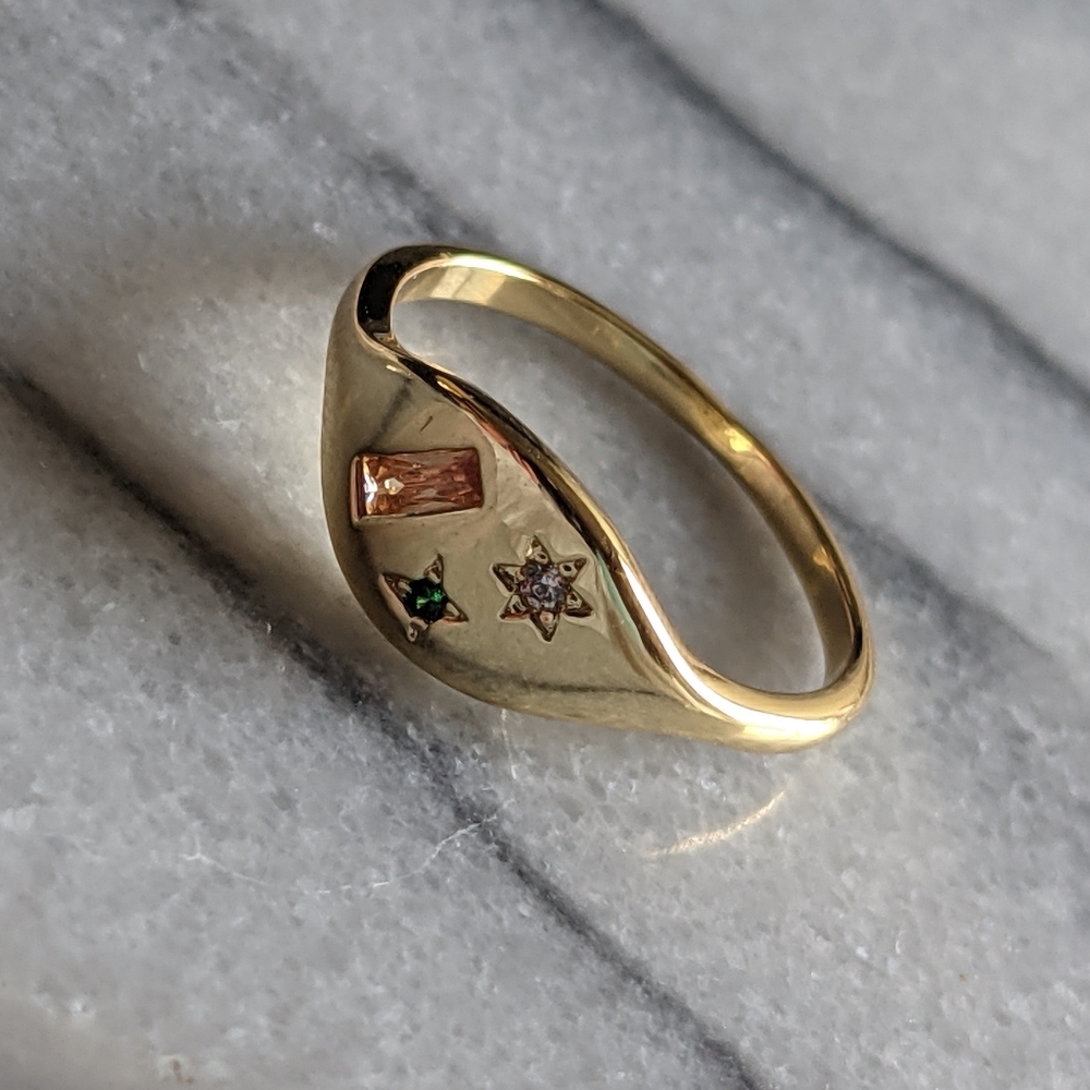 🆕 Local Eclectic •For You, With Love• Yellow Gold Signet Ring Size 5